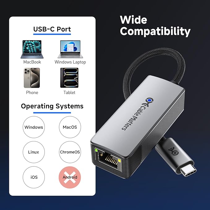 Cable Matters USB C to 10Gb Ethernet Adapter, 10GbE Type C to Ethernet Adapter - Image 6