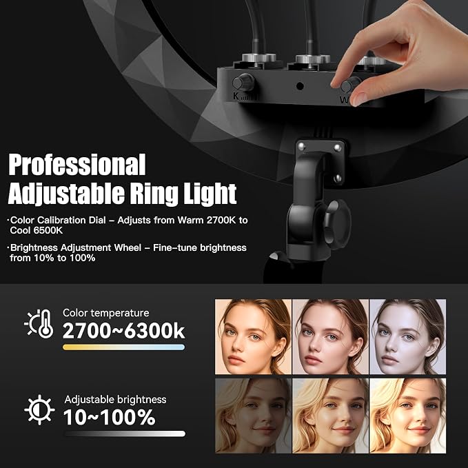 Ring Light with Stand and Phone Holder, Professional LED Circle Light with 78" - Image 2