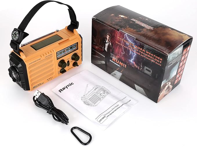 Raynic Weather Radio, 5000mAh/18500mWh NOAA Weather Radio, Solar Hand Crank - Image 7