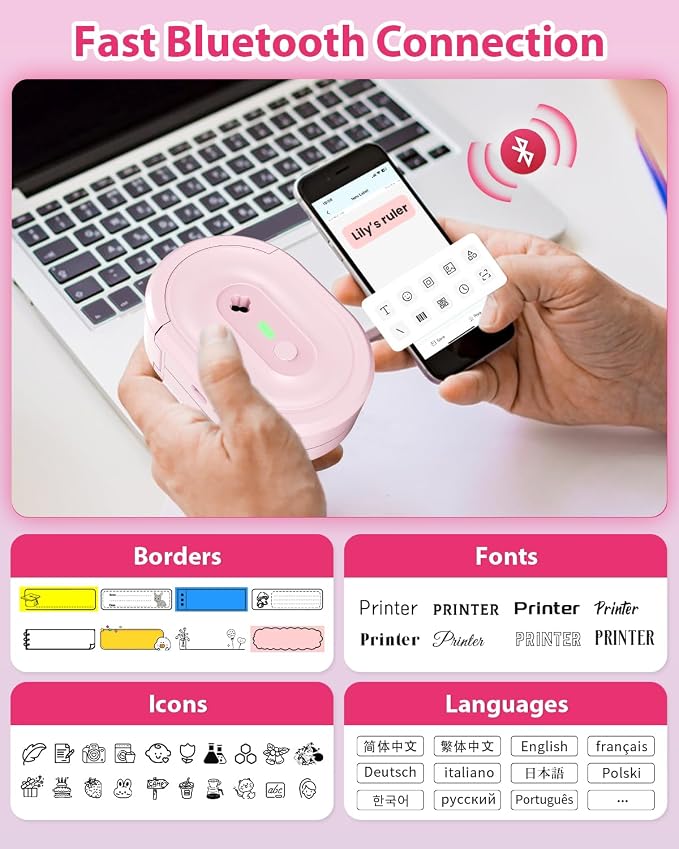 Label Maker Machine with Tape, N12 Portable Bluetooth Label Printer, Wireless - Image 2