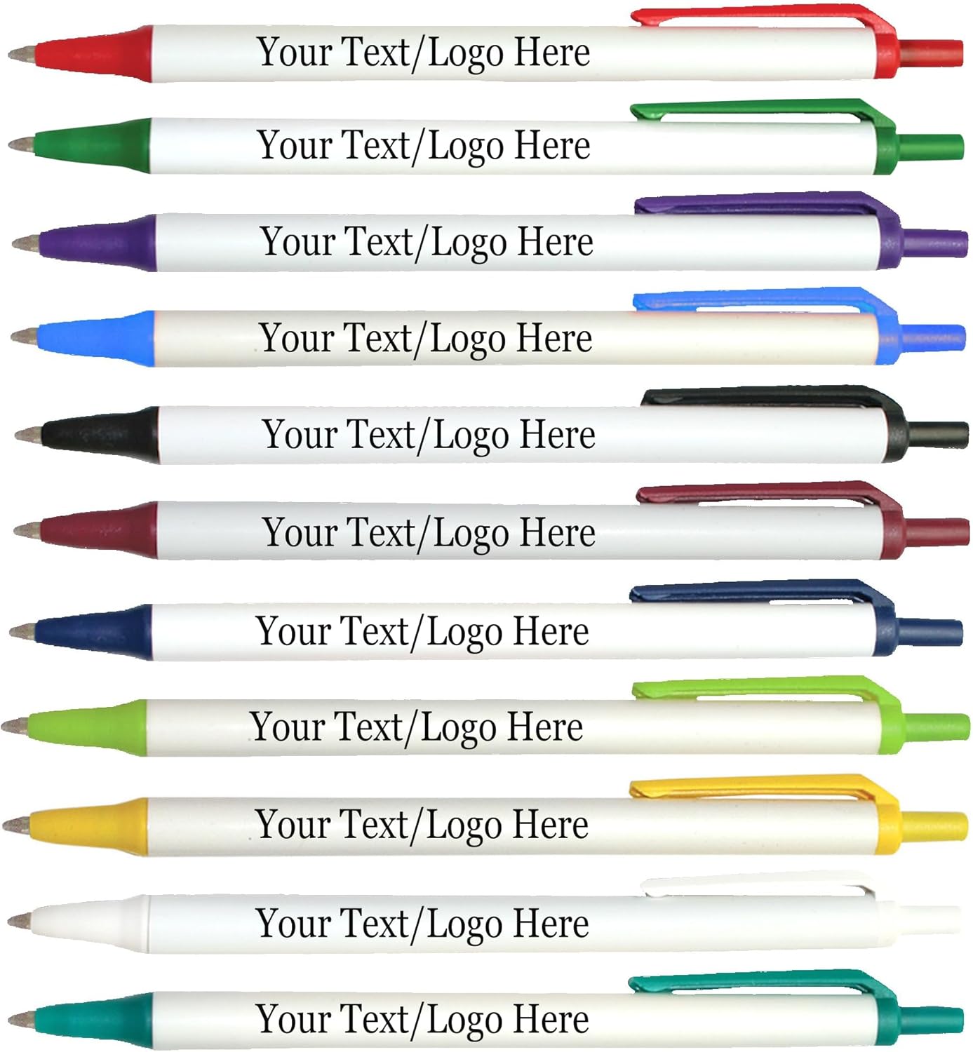 Personalized Click Stick Pens With your Custom Logo or Text-300 Pack Bulk-for Businesses, Parties, and Events, Custom Printed Retractable Slim Ballpoint Pens, Navy, Black Ink