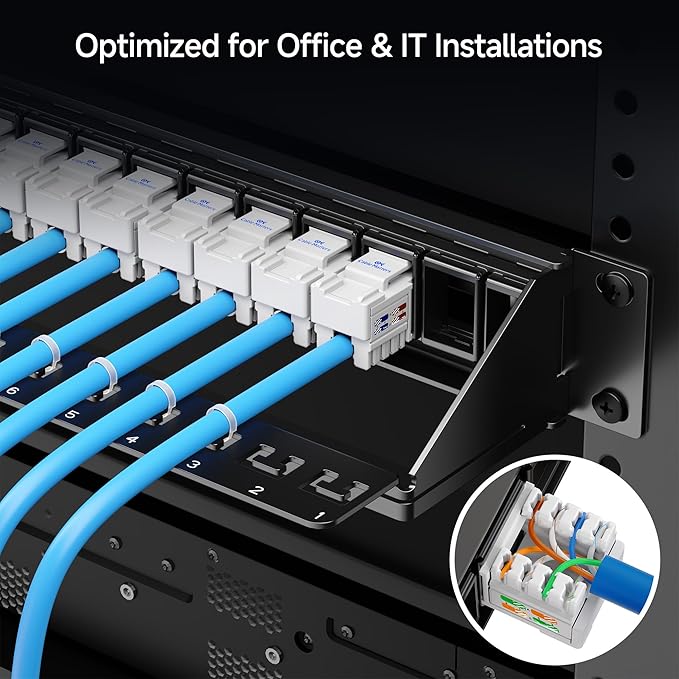 Cable Matters Rackmount or Wall Mount 1U 24 Port Keystone Patch Panel - Image 4
