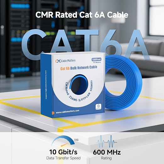 Cable Matters 10Gbps in-Wall Riser Cat 6A Bulk Ethernet Cable - 500ft - Image 3