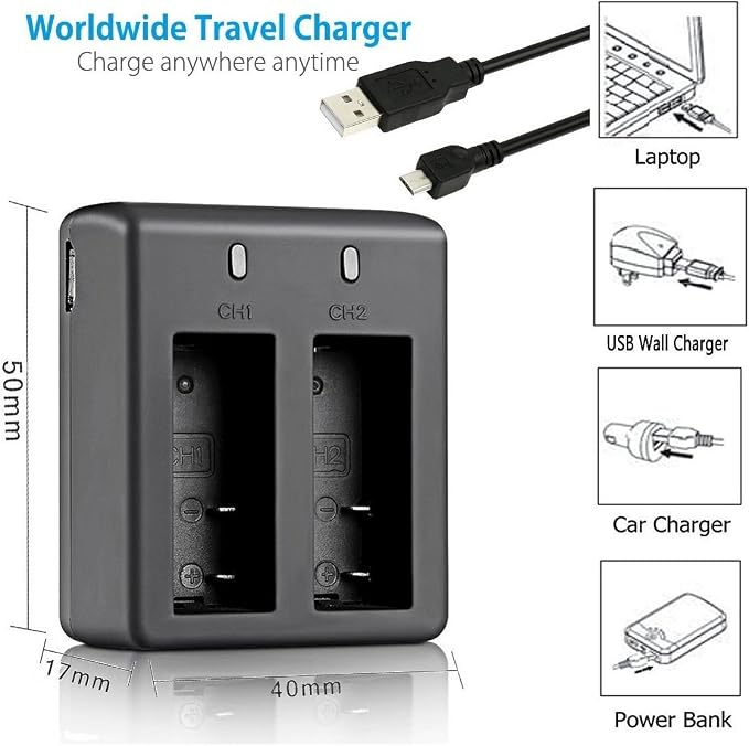 3 x 1050mAh Rechargeable Action Camera Battery - Image 5