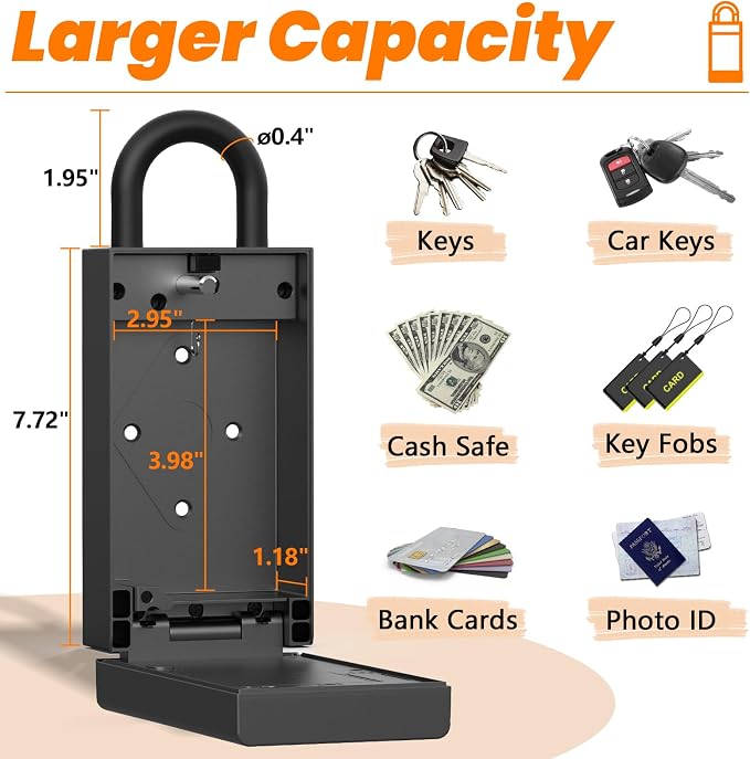 Eseesmart Smart Key Lock Box, APP Control, Fingerprint and Passcode Unlock - Image 9