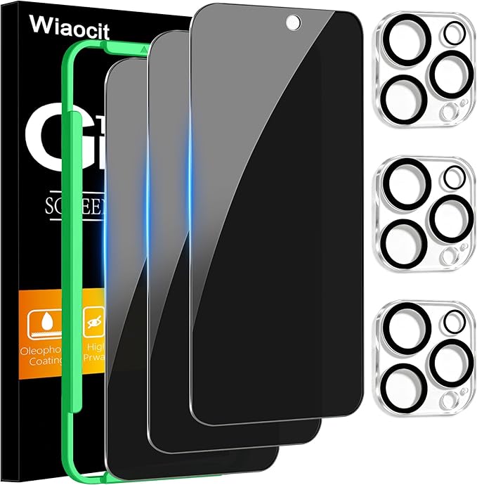 Wiaocit 3 Pack Tempered Glass Privacy Screen Protector by Wiaocit