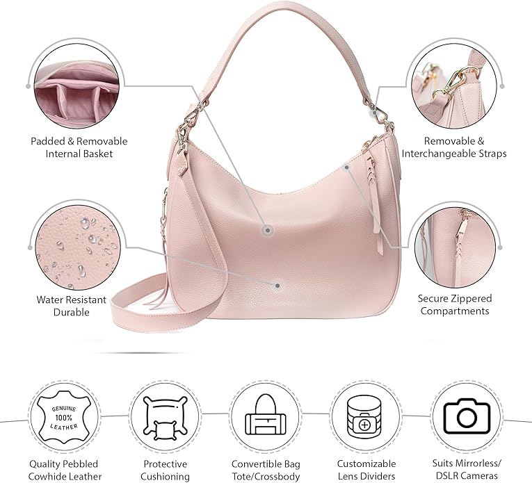 Meliae Camera Bag for Women, DSLR Mirrorless Camera Purse, Leather Shoulder - Image 3