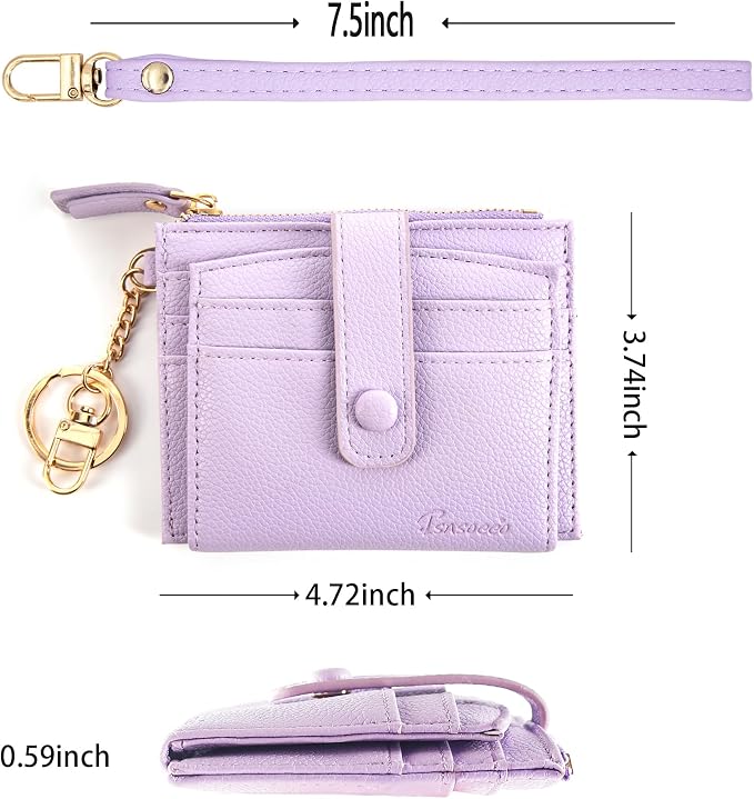 Keychain Wallet Wristlet Small Credit Card Holder Bracelet Key Chain Purse - Image 2