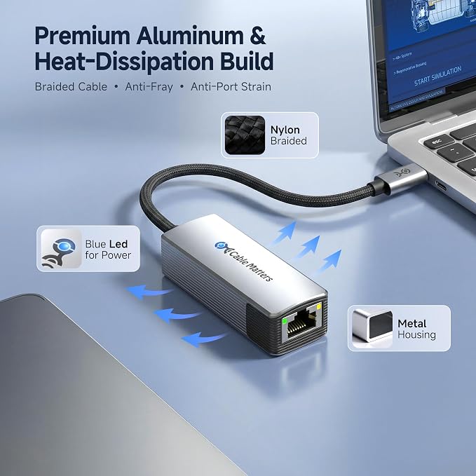 Cable Matters USB C to 10Gb Ethernet Adapter, 10GbE Type C to Ethernet Adapter - Image 4