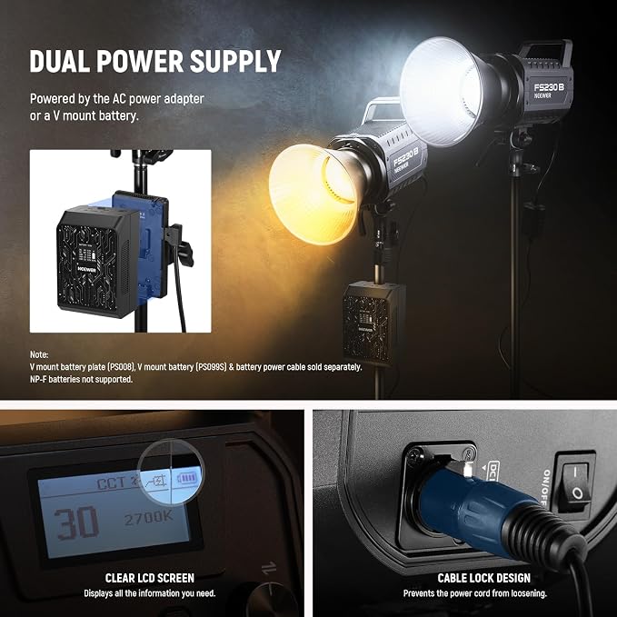NEEWER FS230B LED Video Light 2.4G/APP Control, 230W Bi Color COB Silent - Image 8
