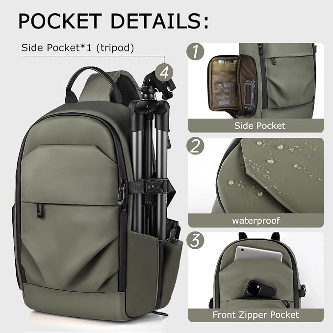 TAAOKA Camera Sling Bag, DSLR/SLR/Mirrorless Camera Backpack Case Shockproof - Image 2