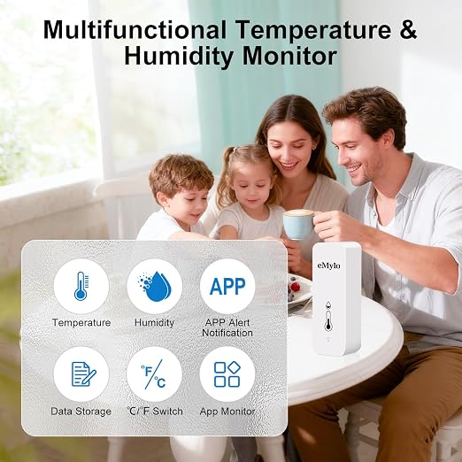 eMylo WiFi Thermometer Hygrometer, Wireless Indoor Temperature Humidity Sensor - Image 2
