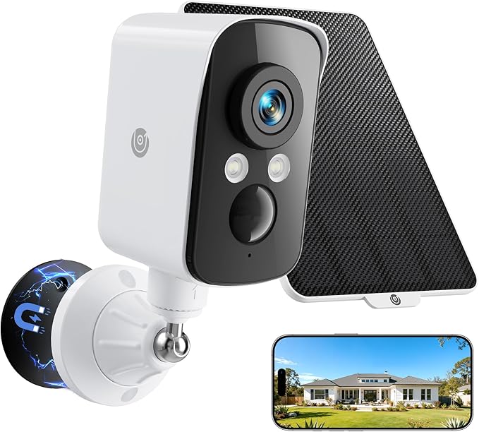 Wireless Outdoor Security Camera, 2.4G WiFi, Battery & Solar Powered, Magnetic by Proectwhatmatters