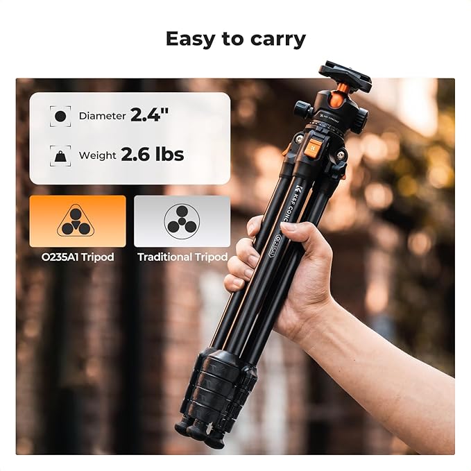 K&F CONCEPT 63" Aluminum Travel Tripod - Image 2