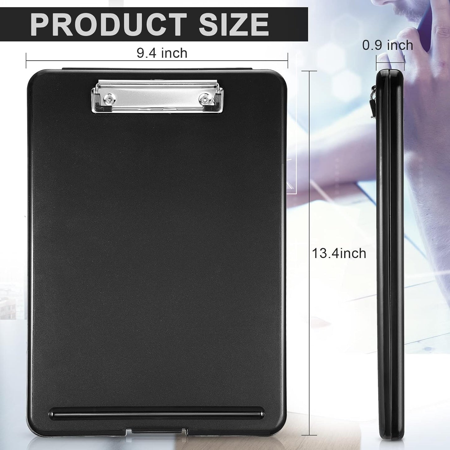 5 Pcs Clipboard with Storage Plastic Nursing Clipboard 9.5 x 13.5 Inch with Low Profile Clip Foldable Clip Board with Storage for Home Office Back to School Supplies