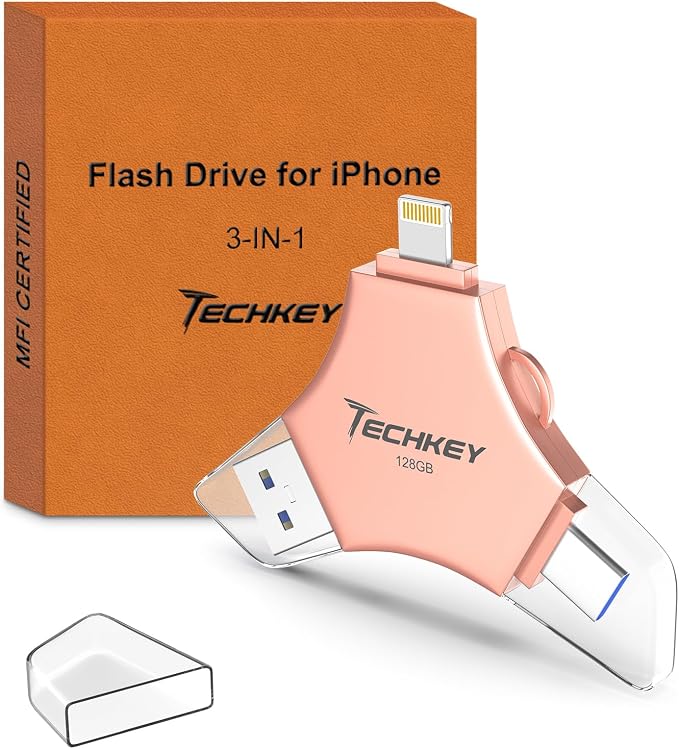 MFi Certified USB 3.0 Flash Drive 128GB by Techkey
