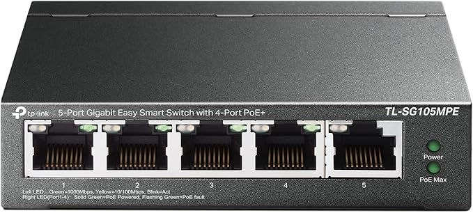 TP-Link TL-SG105MPE | Easy Smart Managed | 4 PoE+ Ports @120W, w/ 1 Uplink by TP-Link