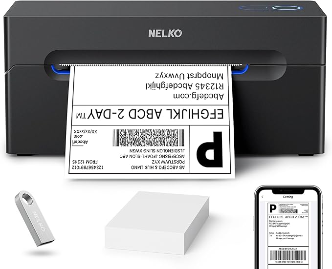 Nelko Bluetooth Thermal Shipping Label Printer, Wireless 4x6 Shipping Label by NELKO