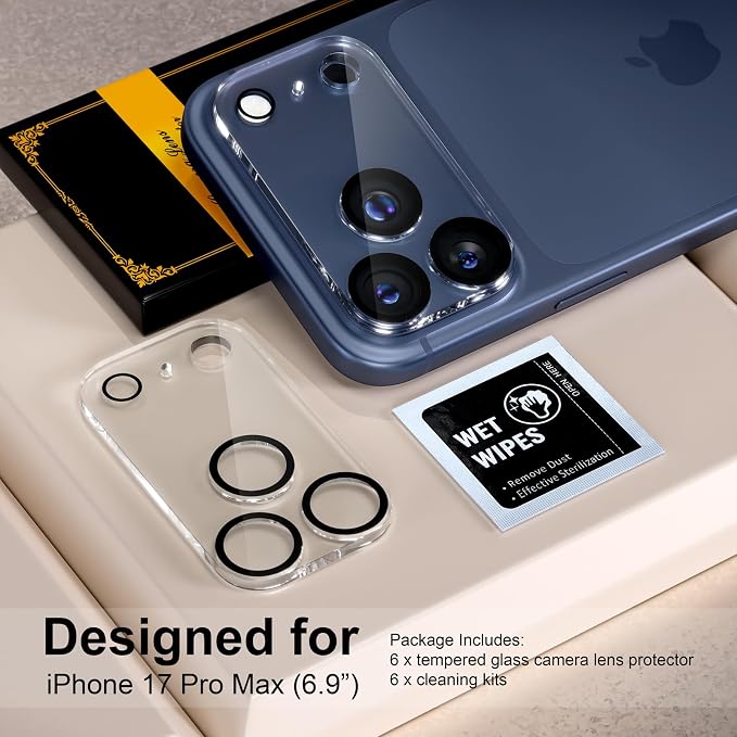 for 6 Pack iPhone 17 Pro Max Camera Lens Protector 9H Tempered Glass Camera - Image 2