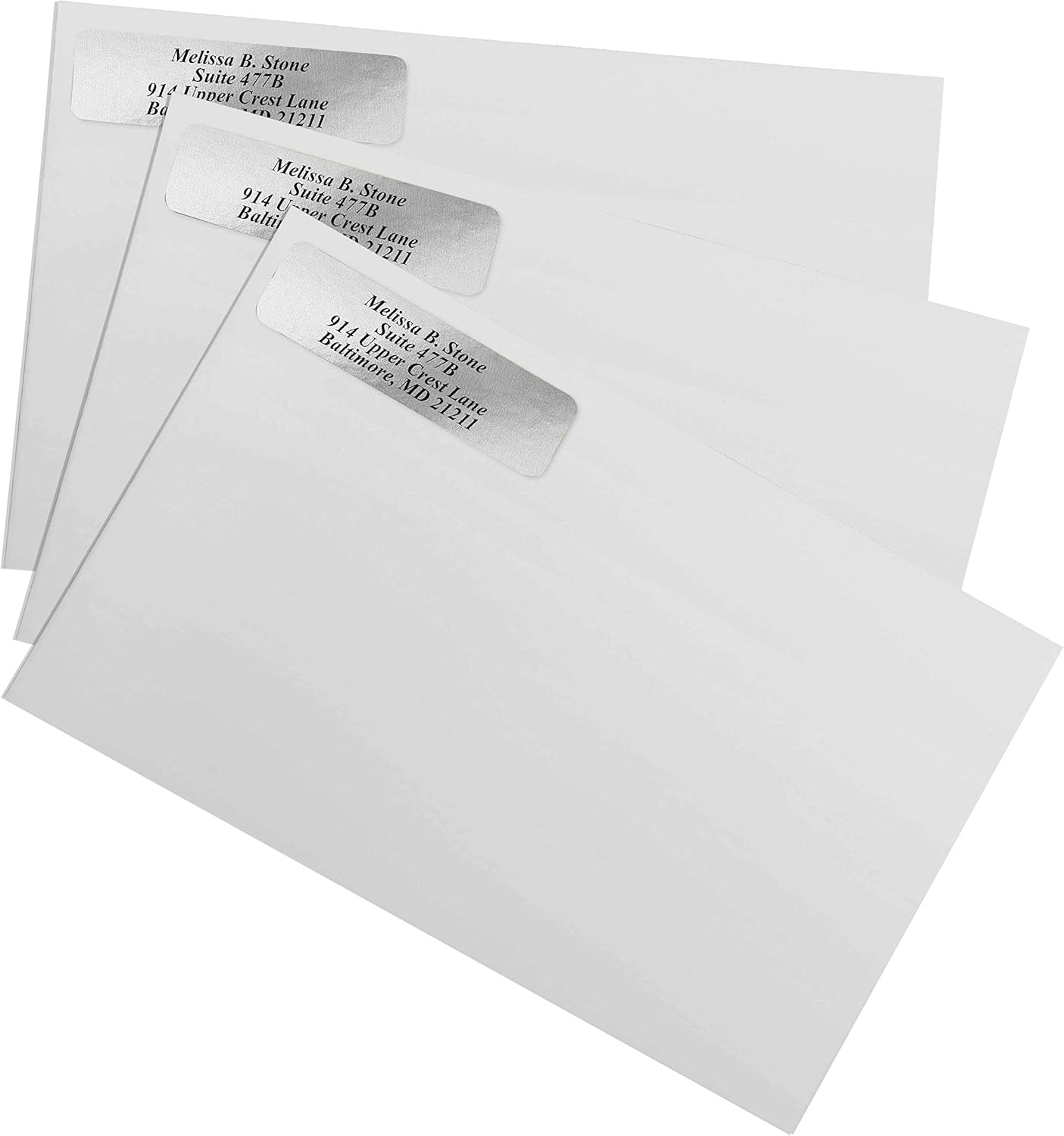 Silver Foil Personalized Return Address Labels with Elegant Dispenser - Roll of 500 Custom Stickers