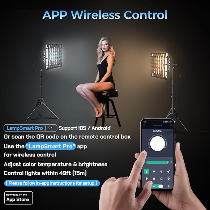 EMART Softbox Photography Lighting Kit, 50W 3000K-6000K LED Bulb - Image 5