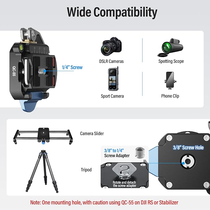SIRUI 55mm Quick Release Plate and Clamp Base Kit, Camera Mount Adapter - Image 7
