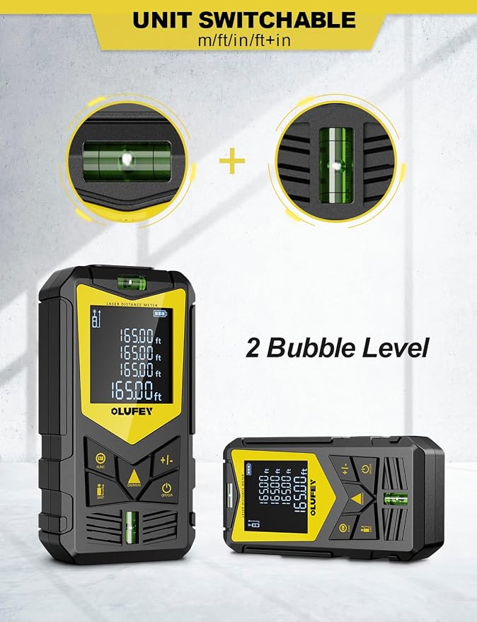Laser Measure, OLUFEY 165ft Laser Distance Meter - Image 3