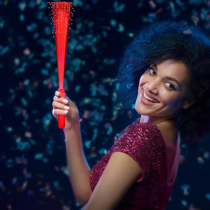 36 Pack Red Glow Fiber Optic Wands Bulk Light up Wand Glow Sticks - Image 3