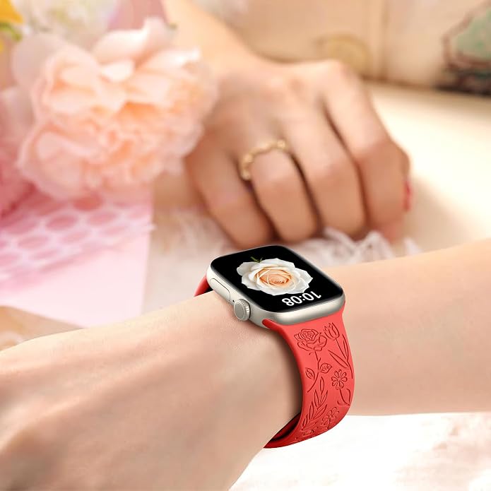 SNBLK 6 Pack Floral Engraved Bands Compatible - Image 6