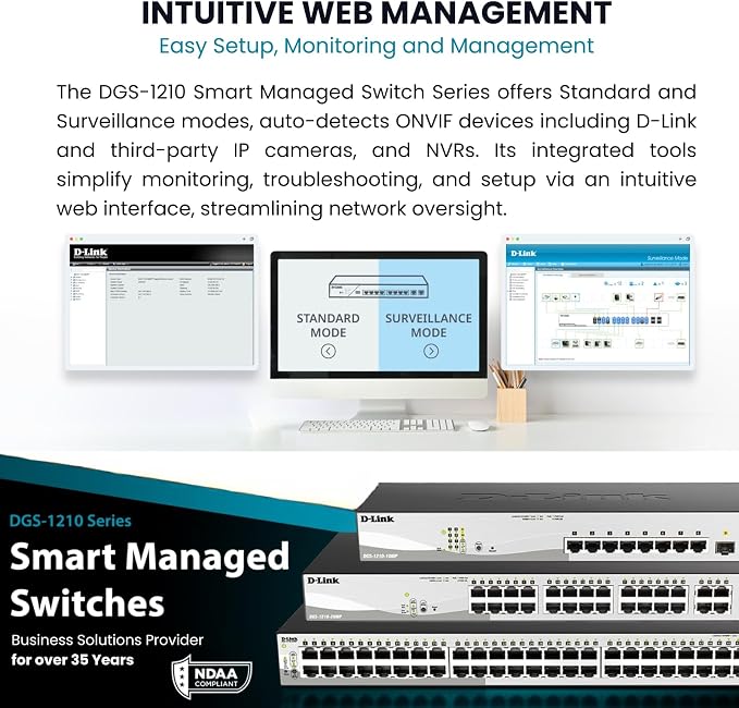 D-Link 10-Port Gigabit Smart Managed Switch | 8 GbE + 2 SFP Ports | L2+ | VLANs - Image 5