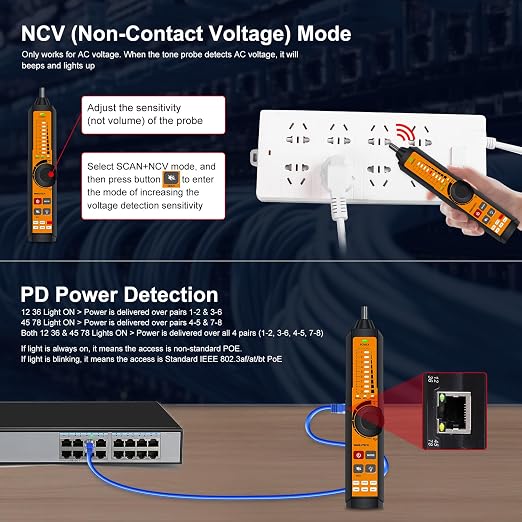 Rechargeable Digital Tone Cable Tester, WANLUTECH Tone Generator - Image 5
