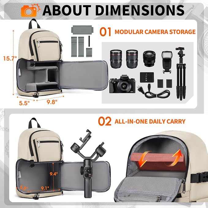 RAINSMORE Camera Bag, DSLR & Mirrorless Camera Sling Bag - Image 2