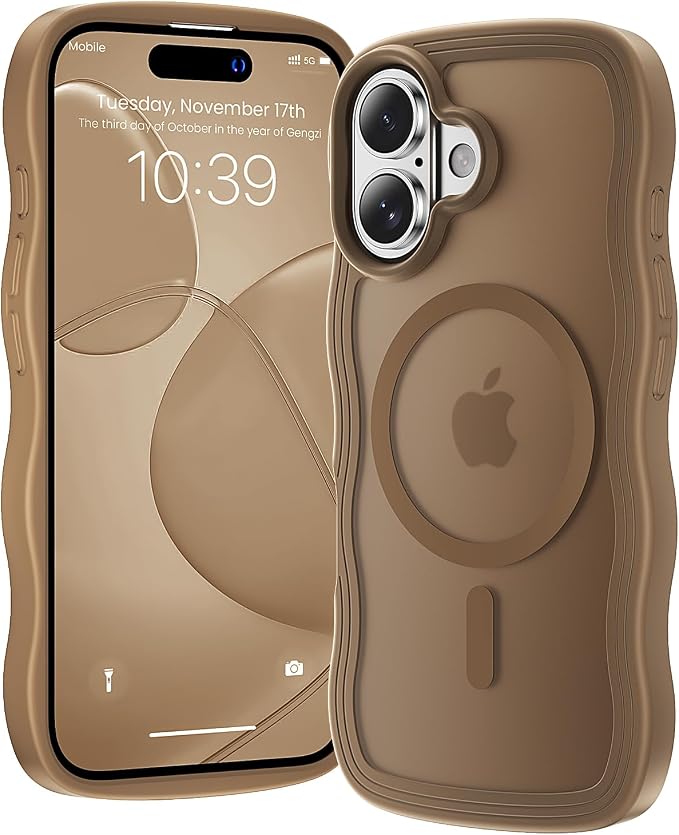 toushion for iPhone 17 Case Cute Brown, Fits MagSafe, Matte Skin Feeling Back by Unknown