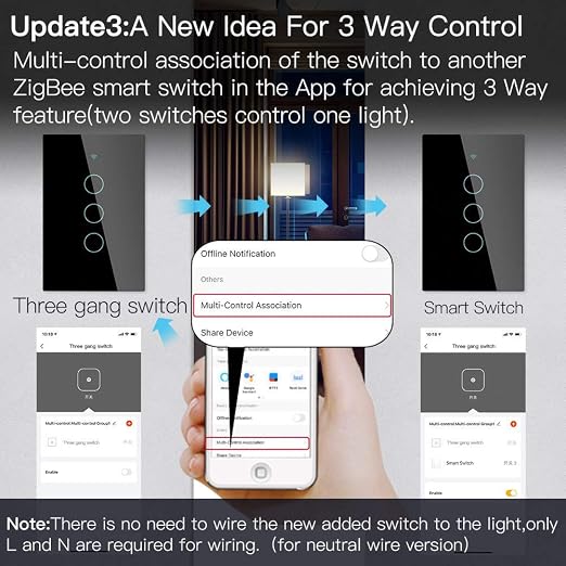 MOES ZigBee Smart Touch Wall Light Switch, Requires Tuya ZigBee Hub, No Neutral - Image 4