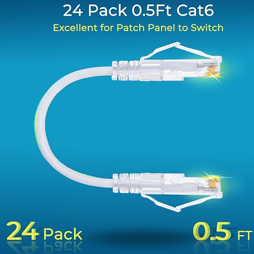 Rapink Patch Cables Cat6/ Cat6a 0.5ft Slim, Cat6a Ethernet Patch Cable 10G - Image 2