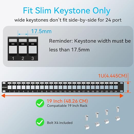 Sokqovt 24 Port Blank Keystone Patch Panel - Image 3