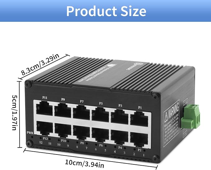 12 Port Gigabit Ethernet Switch, Unmanaged Industrial Network Switch, Dual - Image 6