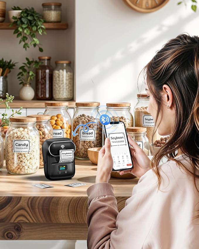 Phomemo Label Maker with 3 Roll Labels and Bag, Barcode Label Printer - Image 4