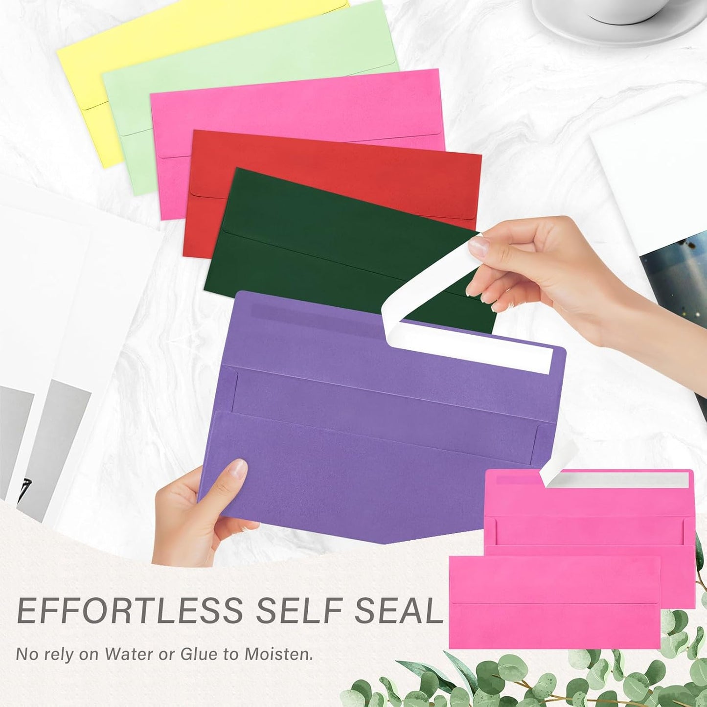50 Pack #10 Business Envelopes, Self Seal Standard Hot Pink Envelopes for Secure Business & Legal Mailing, Office, Checks, Letter, Invoices, 4 1/8 x 9 1/2 Inches