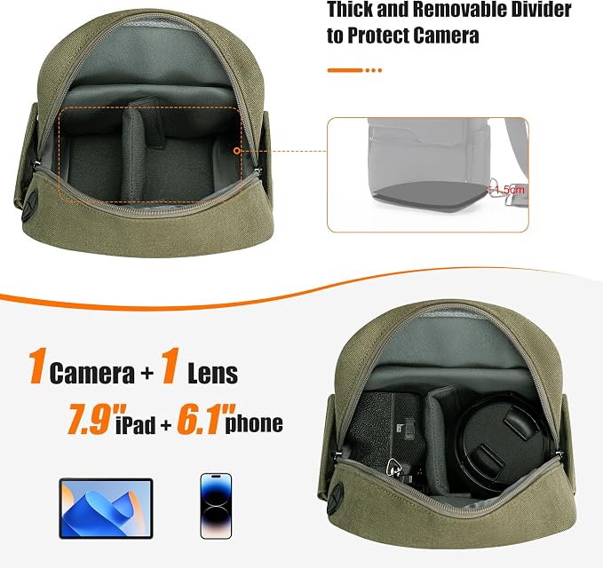 Cwatcun Camera Sling Bag Compact Small Camera Case, Waterproof Canvas Crossbody - Image 3