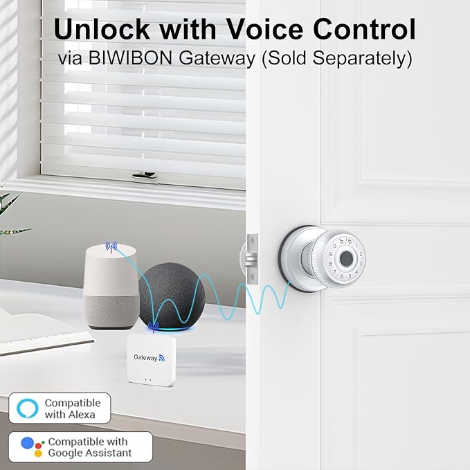 BIWIBON 4-in-1 Smart Door Knob, Fingerprint Door Knob - Image 7