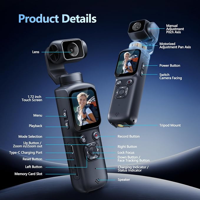 4K Vlogging Camera with 330° Rotating Lens & Face Tracking, Portable Pocket - Image 8