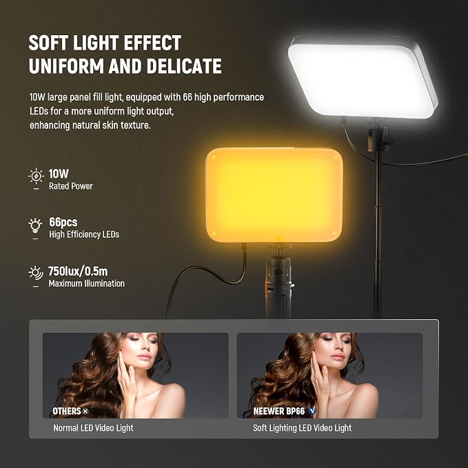 NEEWER BASICS LED Video Panel Light, Bi Color Dimmable Video Conference - Image 3