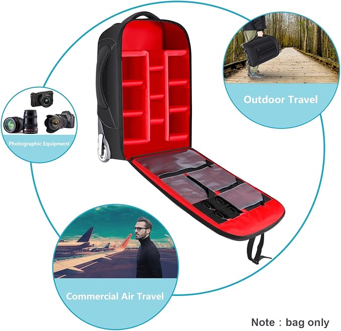 Neewer 2-in-1 Rolling Camera Bag Backpack Suitcase Style Convertible - Image 5
