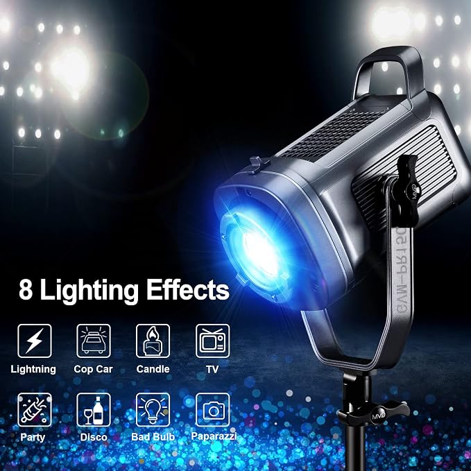 GVM 150W RGB Video Light Kit, 2700K~7500K Bi-Color LED Video Light Photography - Image 3