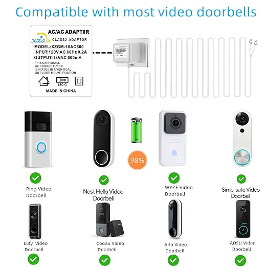 Visual Doorbell Power Adapter 18V 500mA Compatible - Image 2