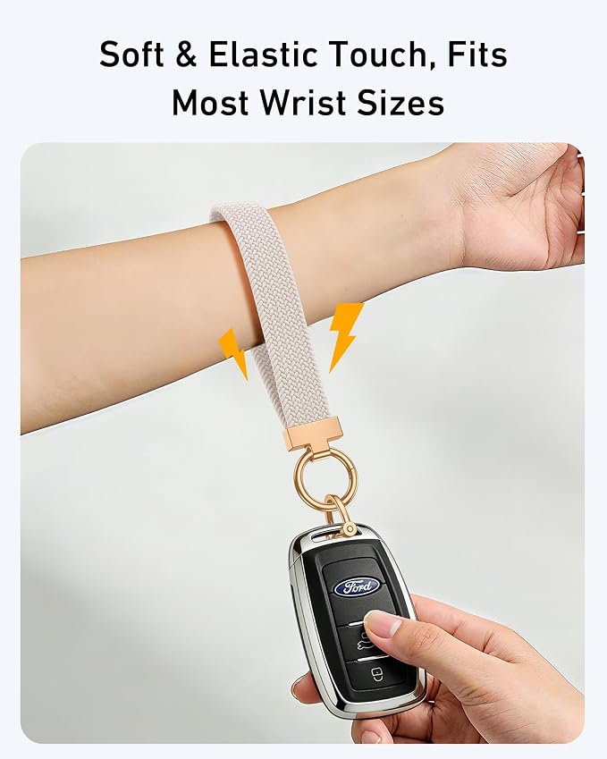 Stretchy Braided Wristlet D-Ring Detachable - Image 3