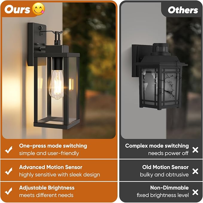 BesLowe 14” Upgraded Motion Sensor Outdoor Wall Lights, Dusk to Dawn Porch - Image 2