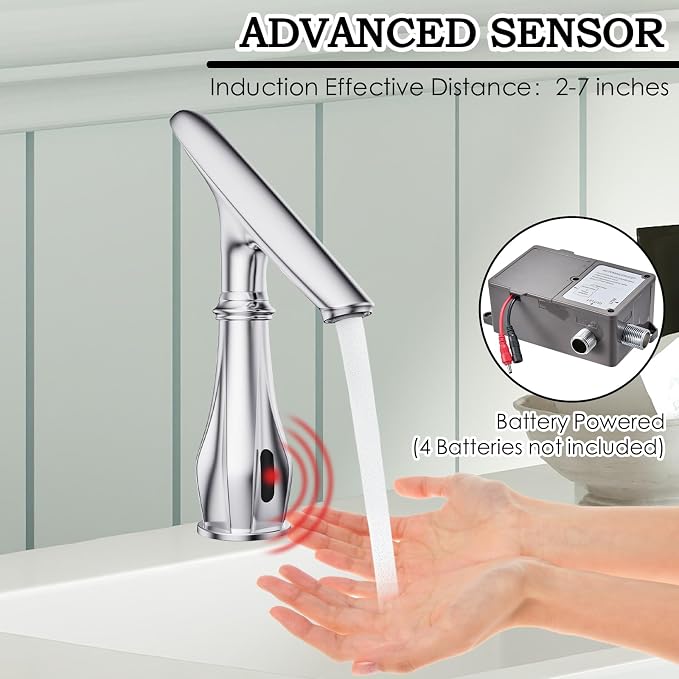 Touchless Bathroom Faucet, Automatic Motion Sensor Chrome Faucet - Image 5