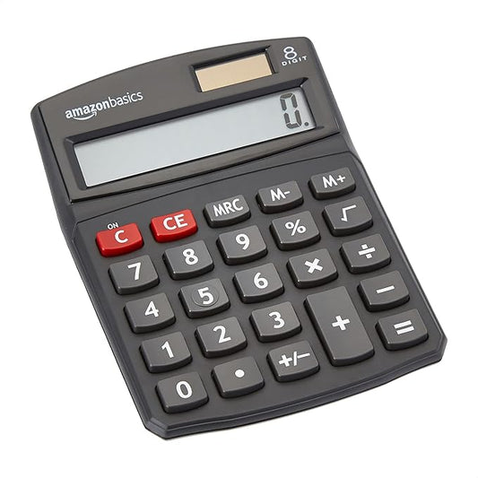 Amazon Basics LCD 8-Digit Desktop Calculator, Portable and Easy to Use by AmazonBasics